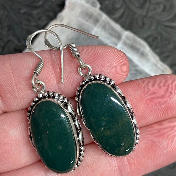 Green Chalcedony Earrings Stone Crystal Jewelry - Picture 2 of 7